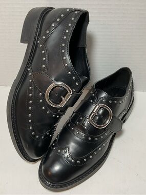 Marc Fisher Bryleigh Black Studded Oxfords Loafers